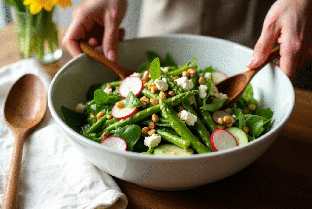 Easy Spring Vegetable Salad with Mint Pesto