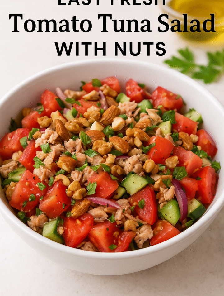 Easy Fresh Tomato Tuna Salad with Crunchy Nuts Recipe