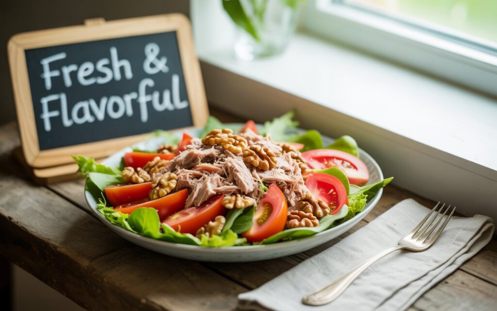 Easy Fresh Tomato Tuna Salad with Crunchy Nuts Recipe – 10-Minute Healthy Lunch
