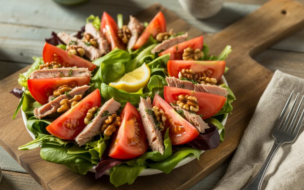 Easy Fresh Tomato Tuna Salad with Crunchy Nuts Recipe – 10-Minute Healthy Lunch